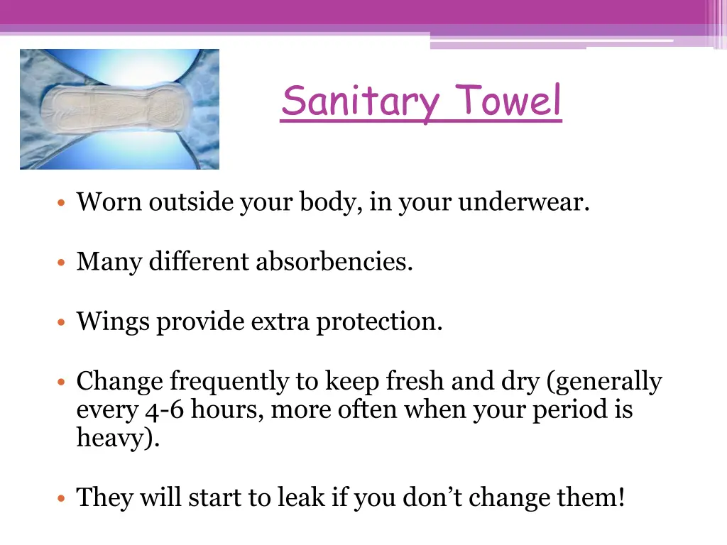 sanitary towel