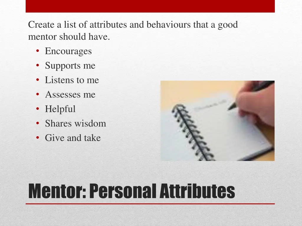 create a list of attributes and behaviours that