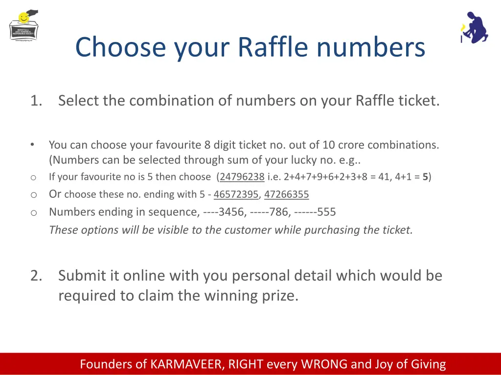 choose your raffle numbers