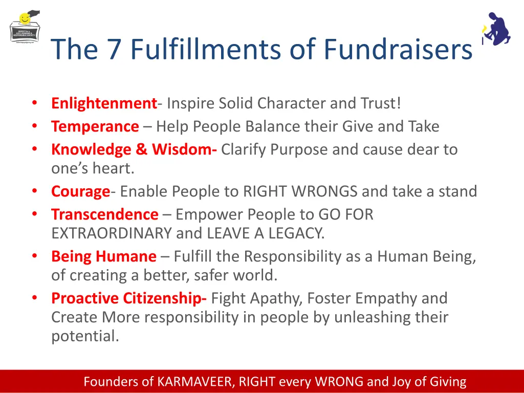 the 7 fulfillments of fundraisers