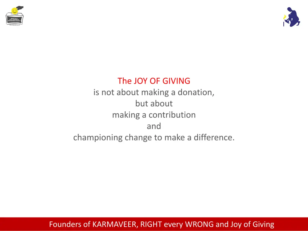 the joy of giving is not about making a donation