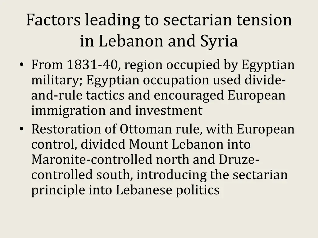 factors leading to sectarian tension in lebanon