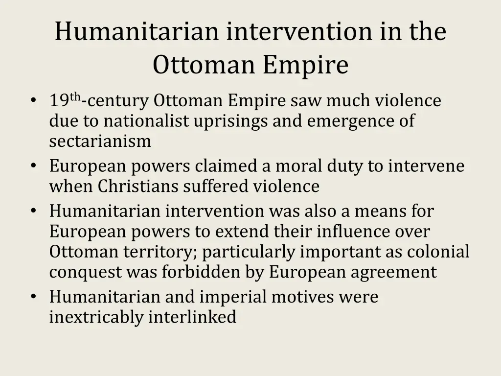 humanitarian intervention in the ottoman empire