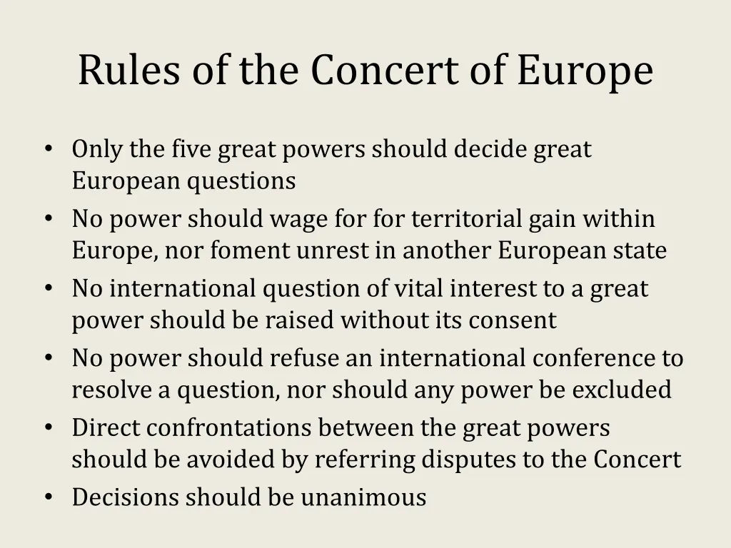 rules of the concert of europe