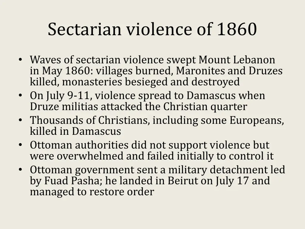 sectarian violence of 1860