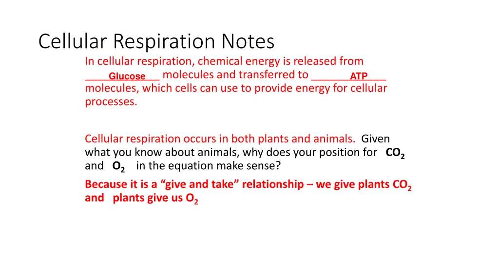 cellular respiration notes in cellular