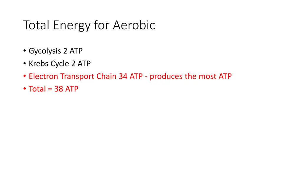 total energy for aerobic