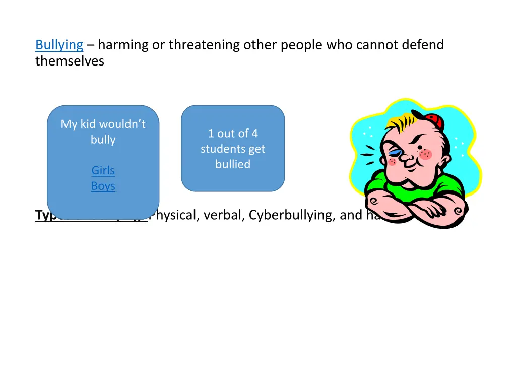 bullying harming or threatening other people