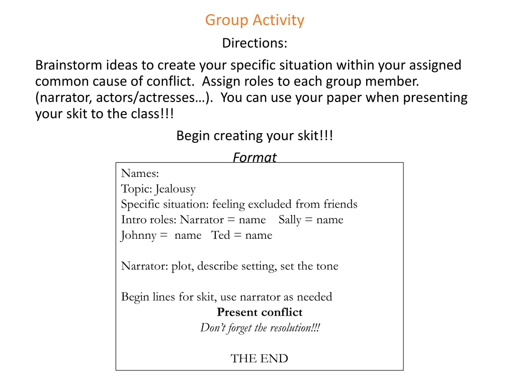 group activity directions