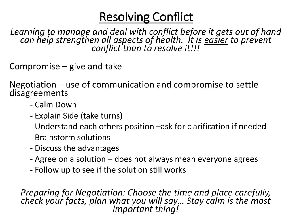 resolving conflict resolving conflict