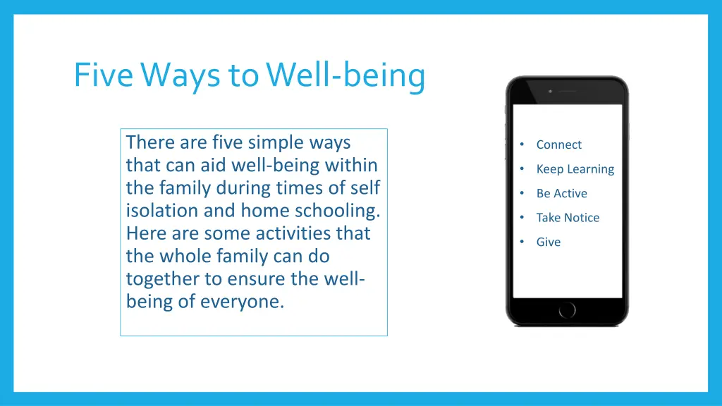 five ways to well being