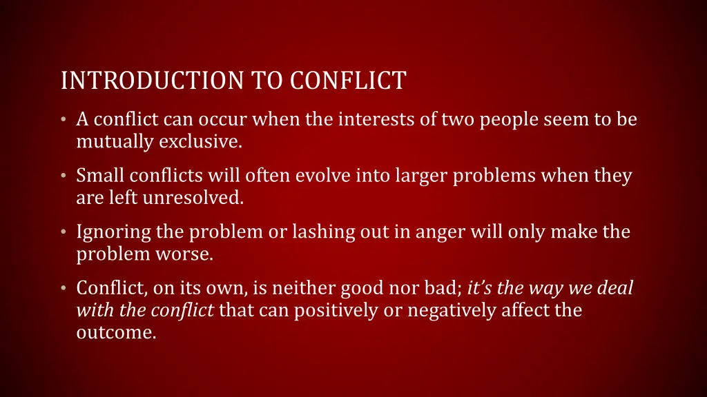 introduction to conflict