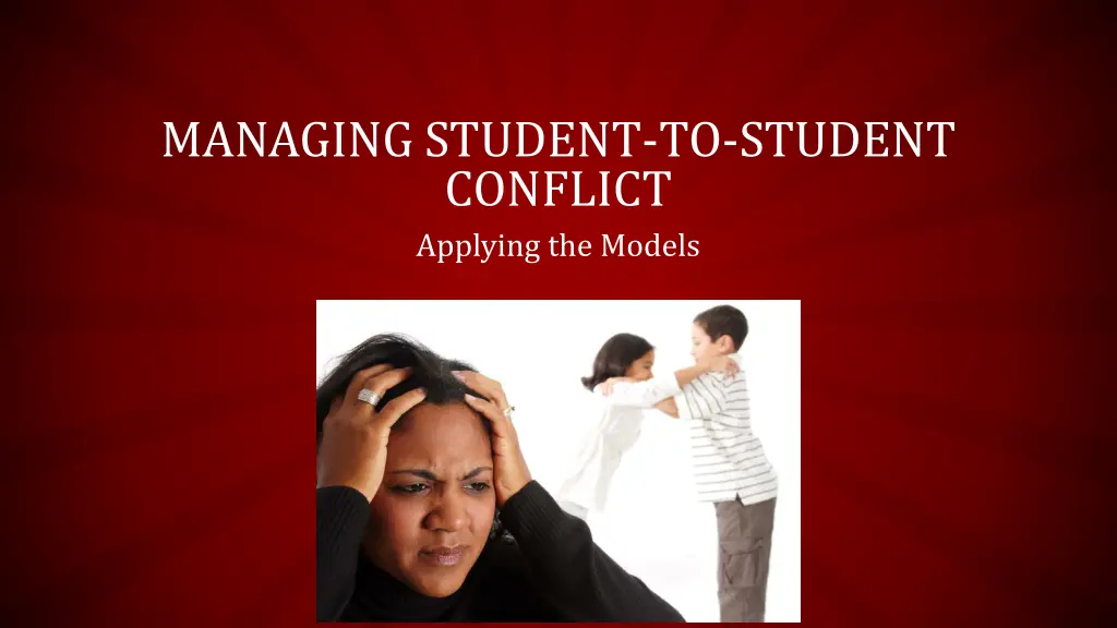 managing student to student conflict applying