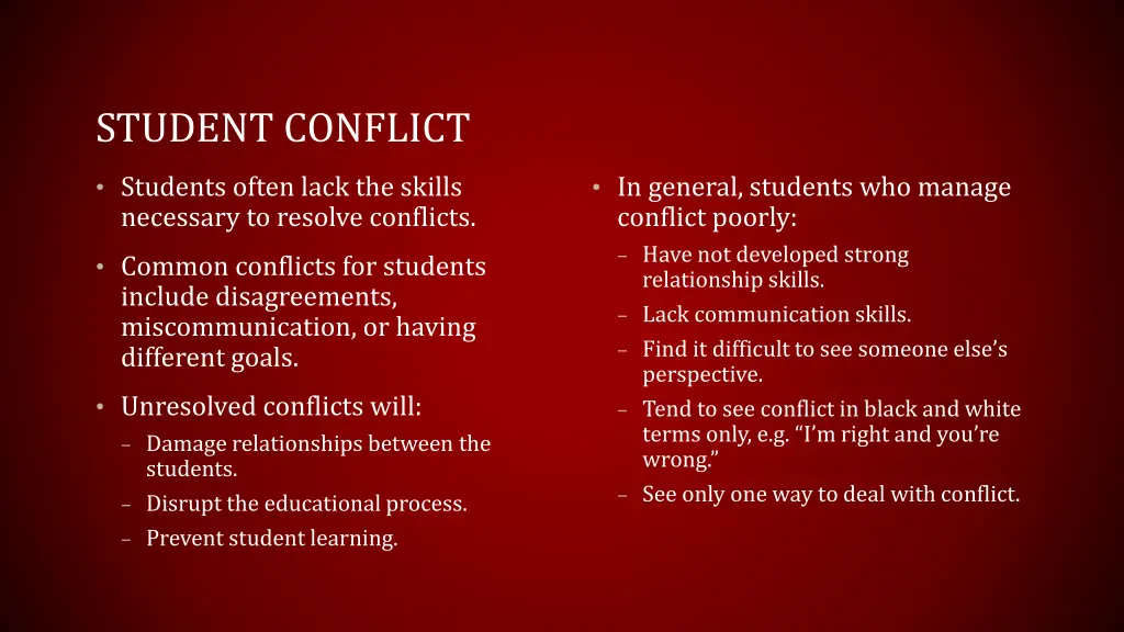 student conflict