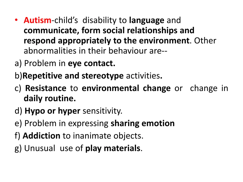 autism child s disability to language