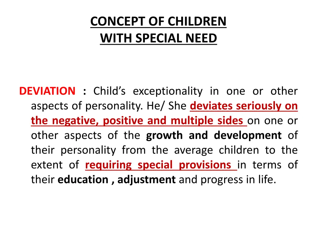 concept of children with special need