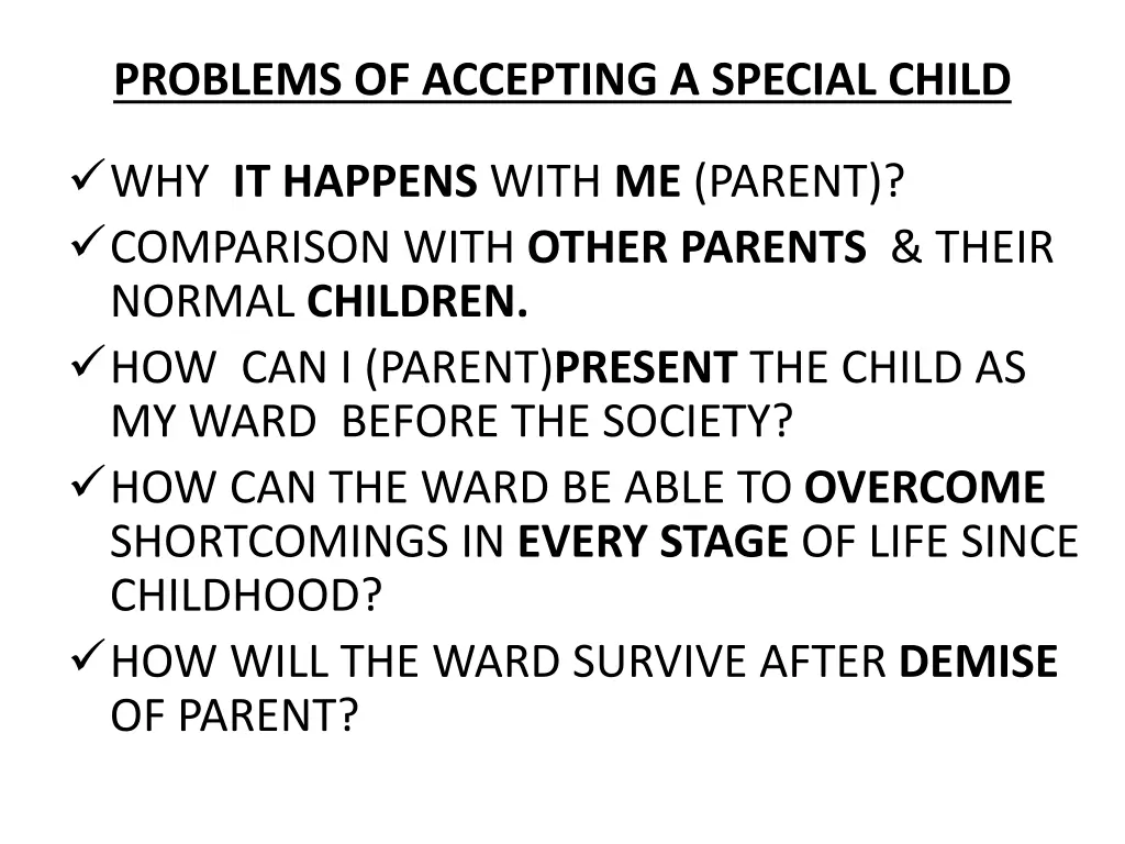 problems of accepting a special child