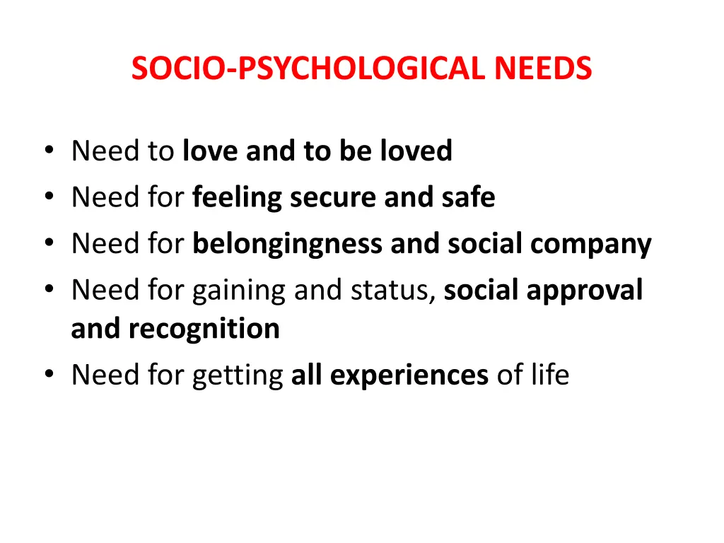 socio psychological needs