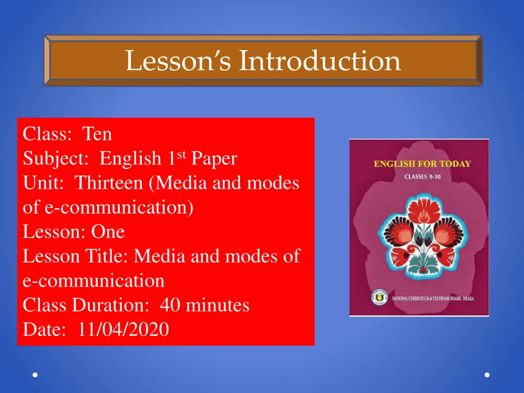 lesson s introduction