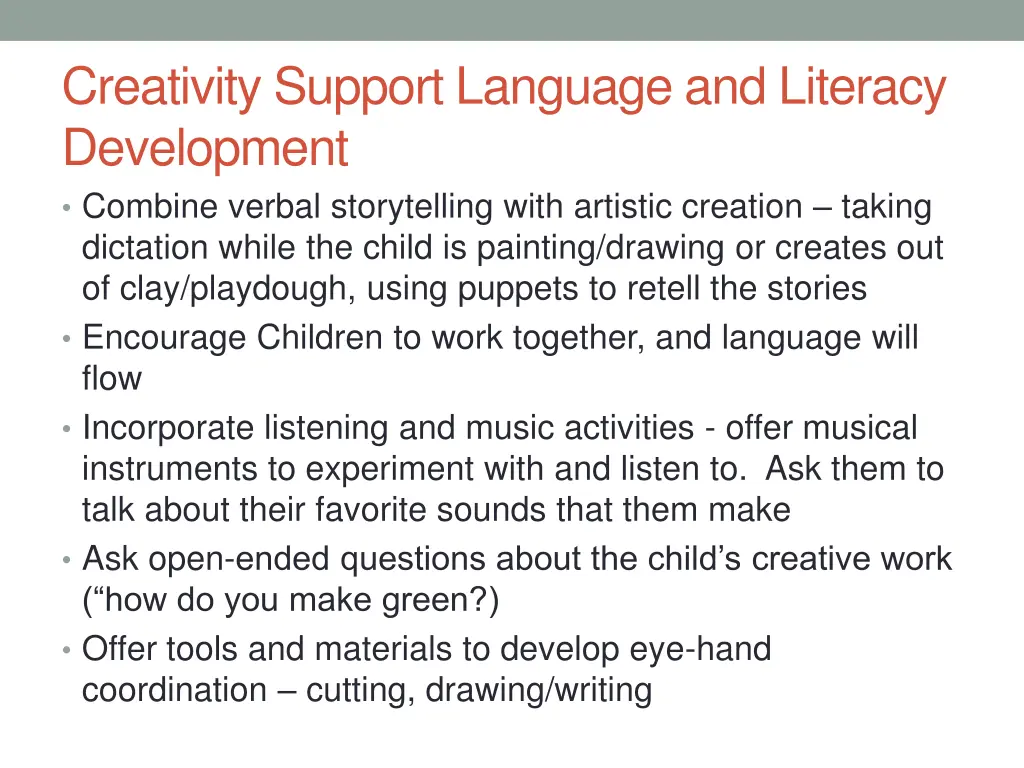 creativity support language and literacy