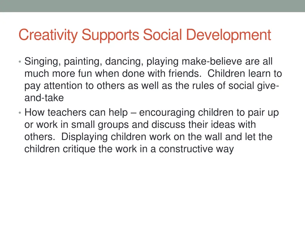 creativity supports social development