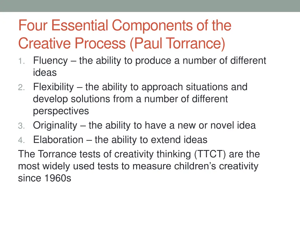 four essential components of the creative process