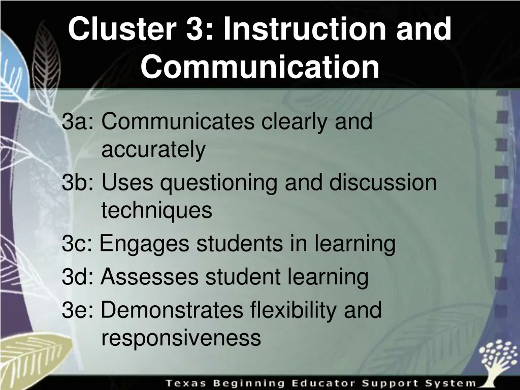 cluster 3 instruction and communication