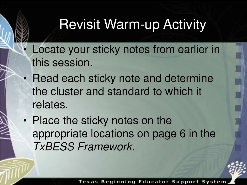 revisit warm up activity