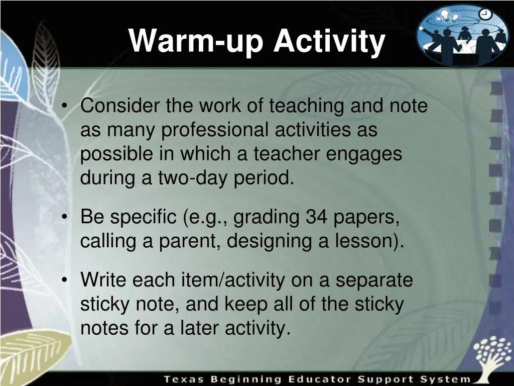 warm up activity