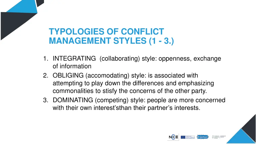 typologies of conflict management styles 1 3