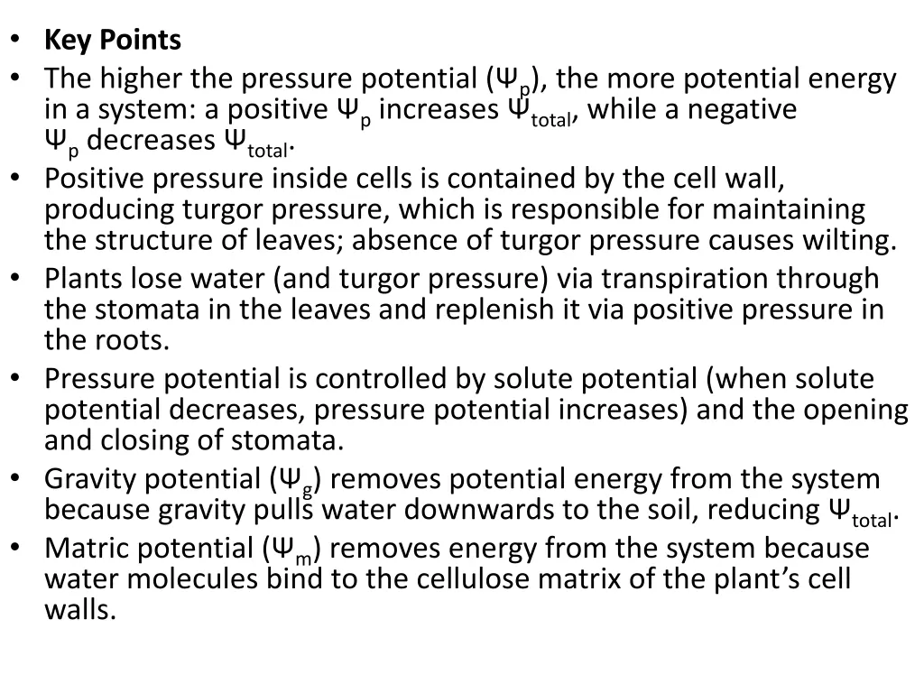 key points the higher the pressure potential