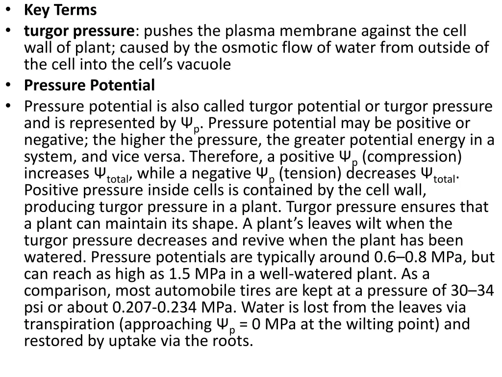 key terms turgor pressure pushes the plasma