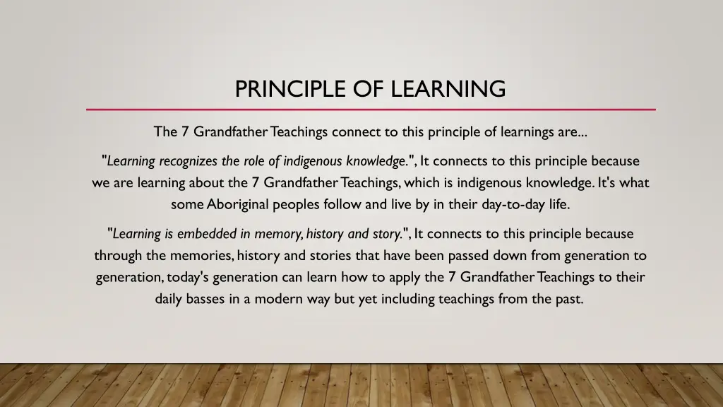 principle of learning