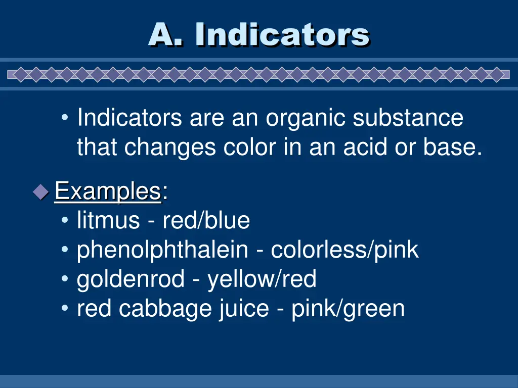 a indicators