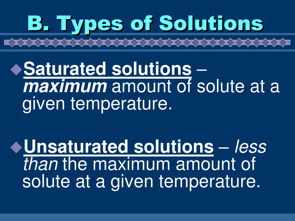 b types of solutions