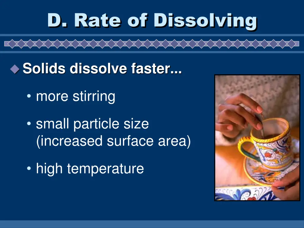 d rate of dissolving