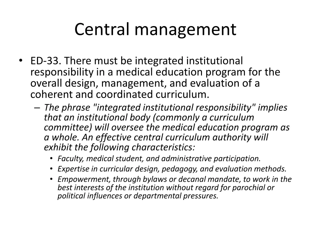 central management