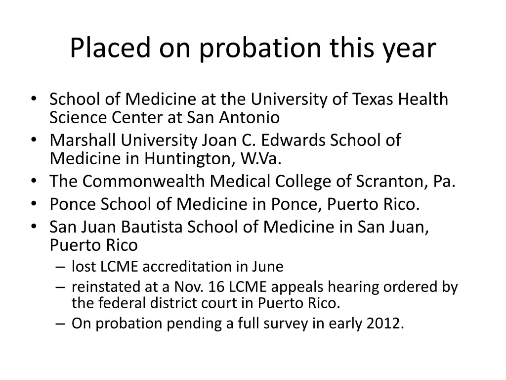 placed on probation this year