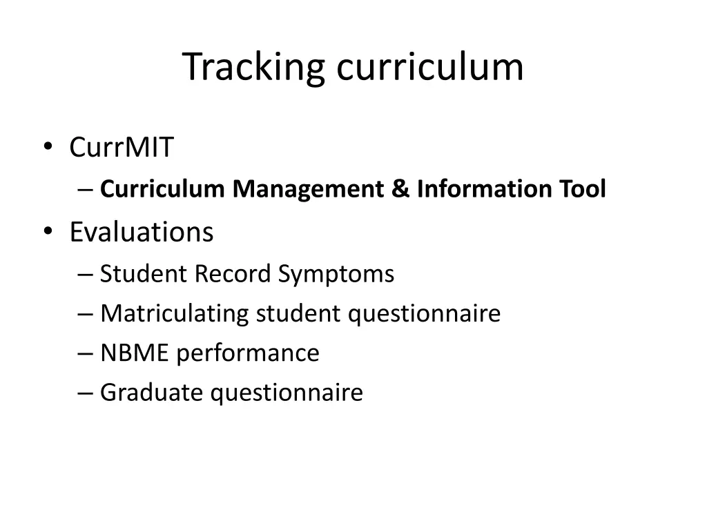 tracking curriculum