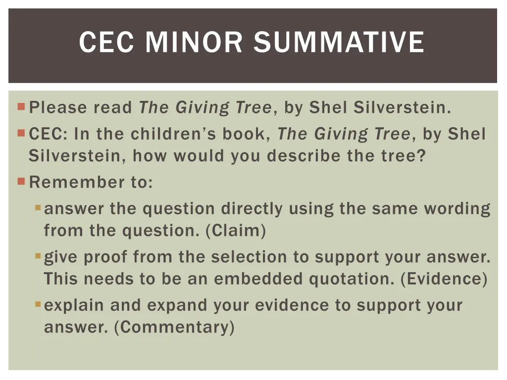 cec minor summative