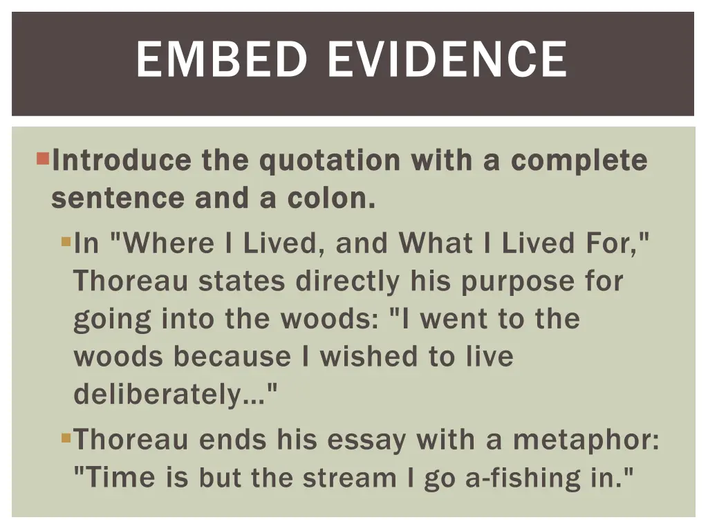 embed evidence