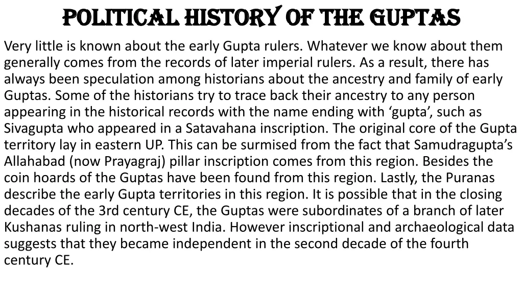 political history of the guptas political history