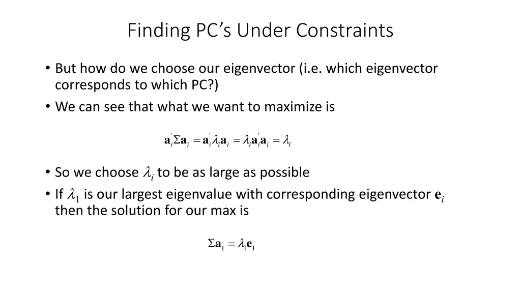 finding pc s under constraints 1