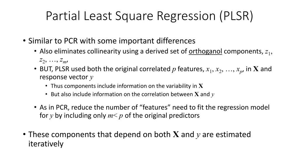 partial least square regression plsr