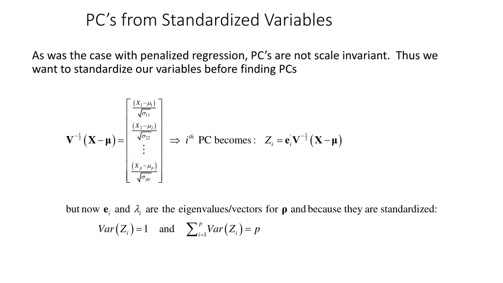 pc s from standardized variables