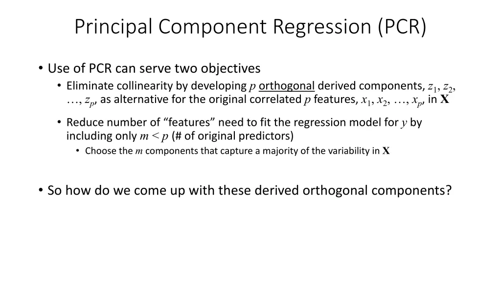 principal component regression pcr