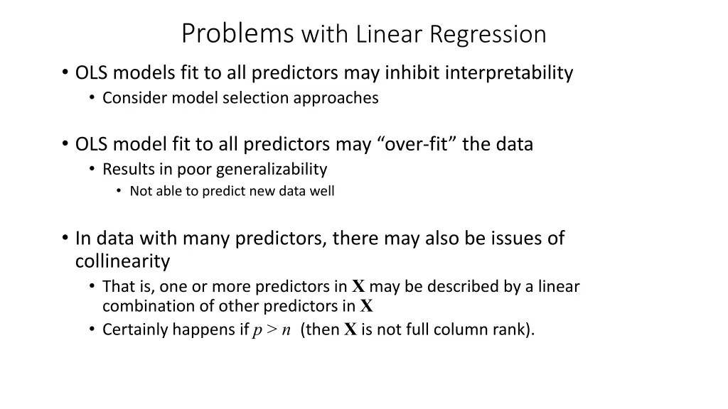 problems with linear regression ols models