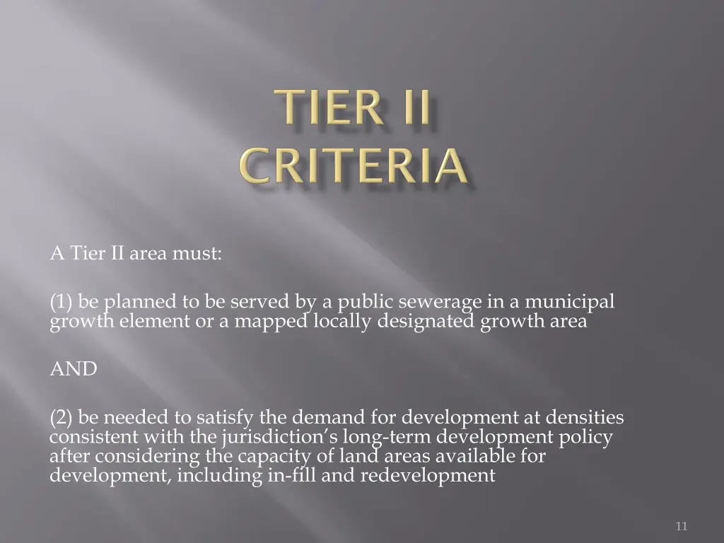 a tier ii area must