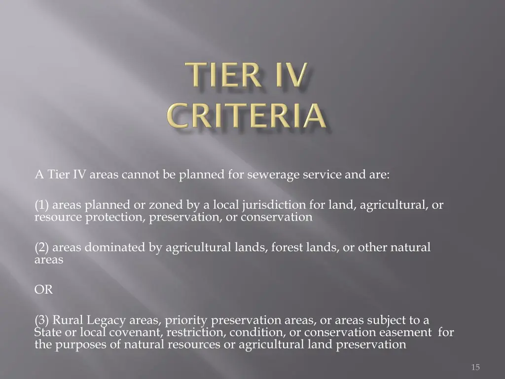 a tier iv areas cannot be planned for sewerage