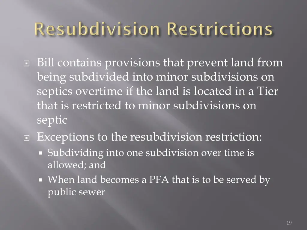 bill contains provisions that prevent land from